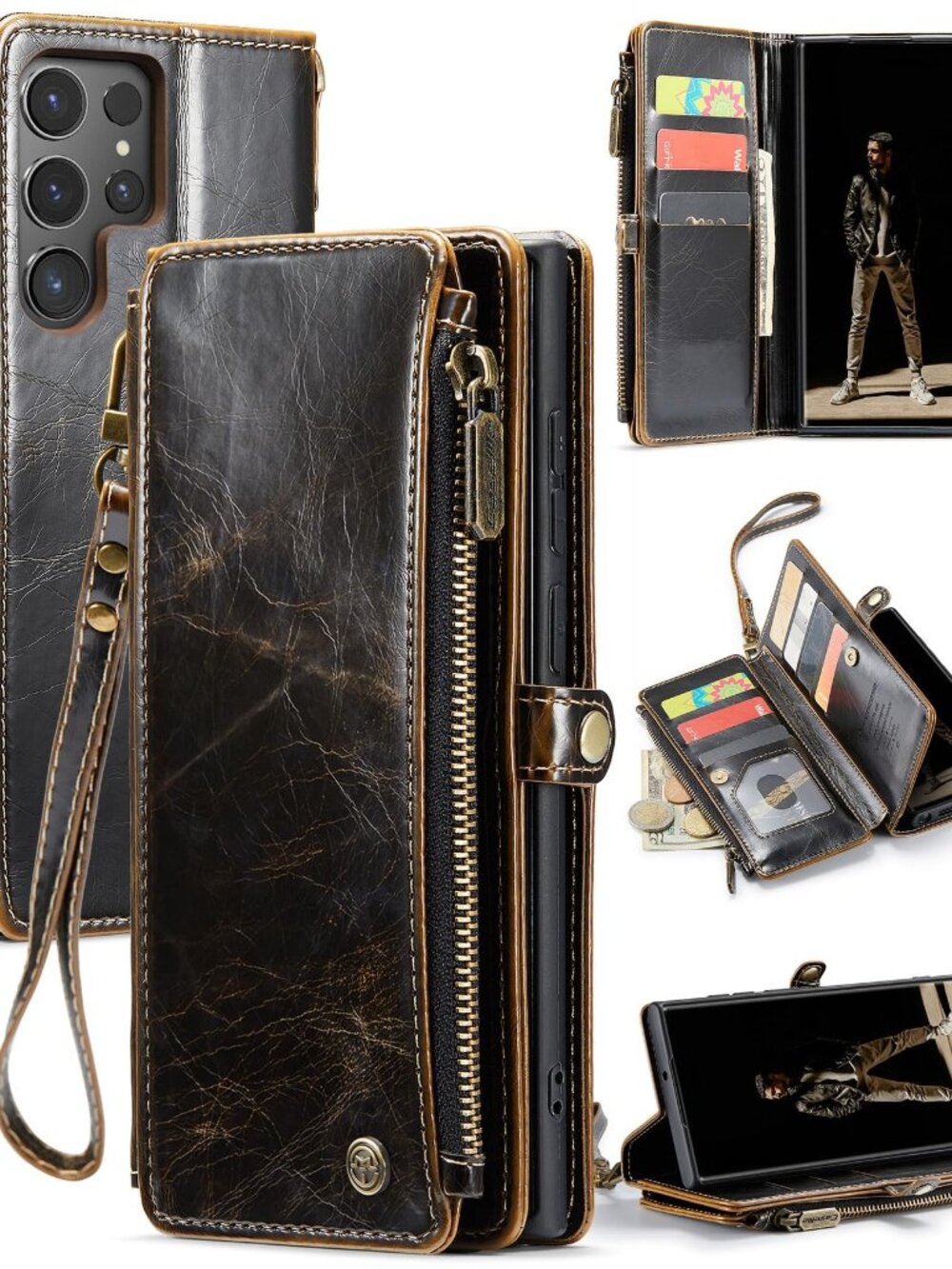 For Samsung Galaxy S22 Ultra Case Wallet with RFID Blocking Card